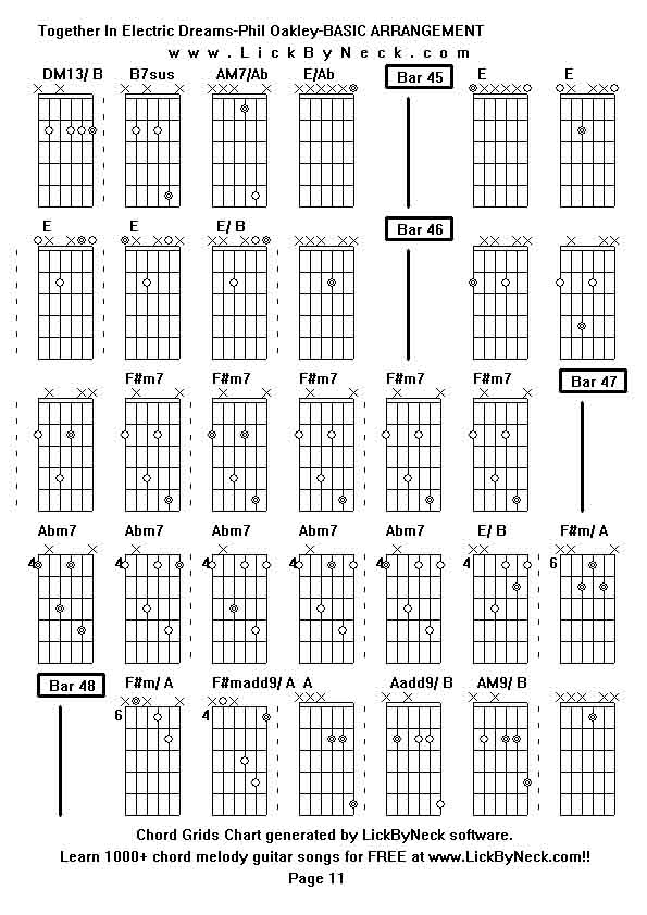 Chord Grids Chart of chord melody fingerstyle guitar song-Together In Electric Dreams-Phil Oakley-BASIC ARRANGEMENT,generated by LickByNeck software.